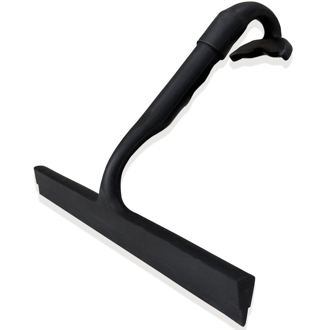 Zindoo Duschabzieher Schwarz Silikon 25 cm mit Haken für Dusche &amp; Glas | Streifenfrei, Vollsilikon s