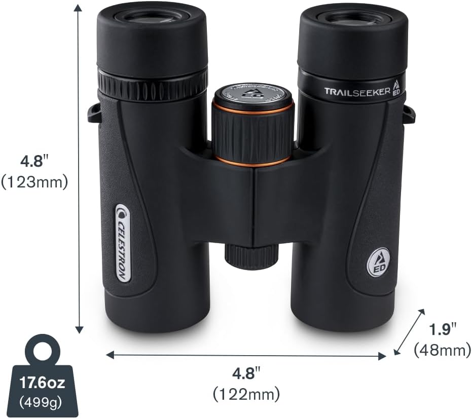 Celestron 71401 TrailSeeker ED 8 x 32 Dachprismen-Fernglas, Vollbreitband-Mehrschichtlinse, BaK-4 Pr