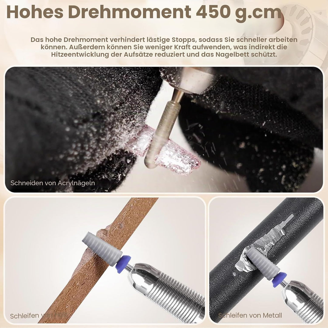 Delanie Professioneller Nagelfräser 35000 U/min, Wiederaufladbarer Fräser für Gelnägel Nagellack, El