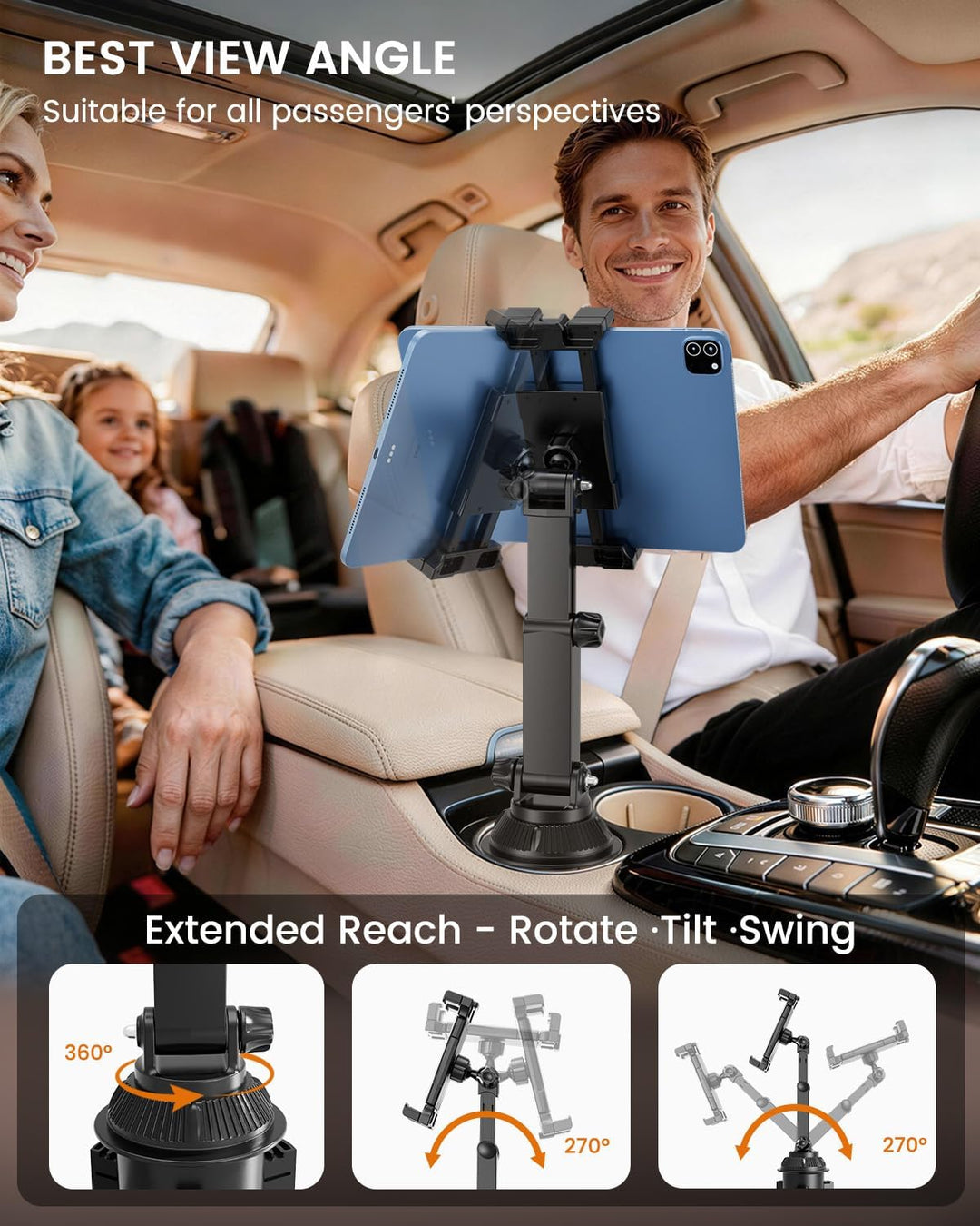 OHLPRO Getränkehalter Tablet Halterung für Auto, iPad Halterung Kompatibel mit 5-17" iPads, Samsung