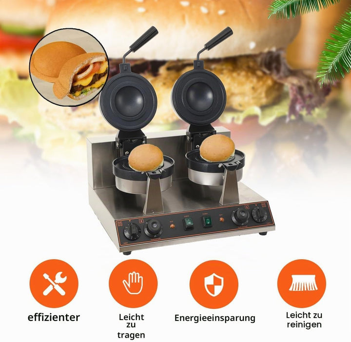 Elektrische UFO-Burger-Presse, Doppelkopf Kommerzielle Antihaftbeschichtete Panini-Presse für Hambur