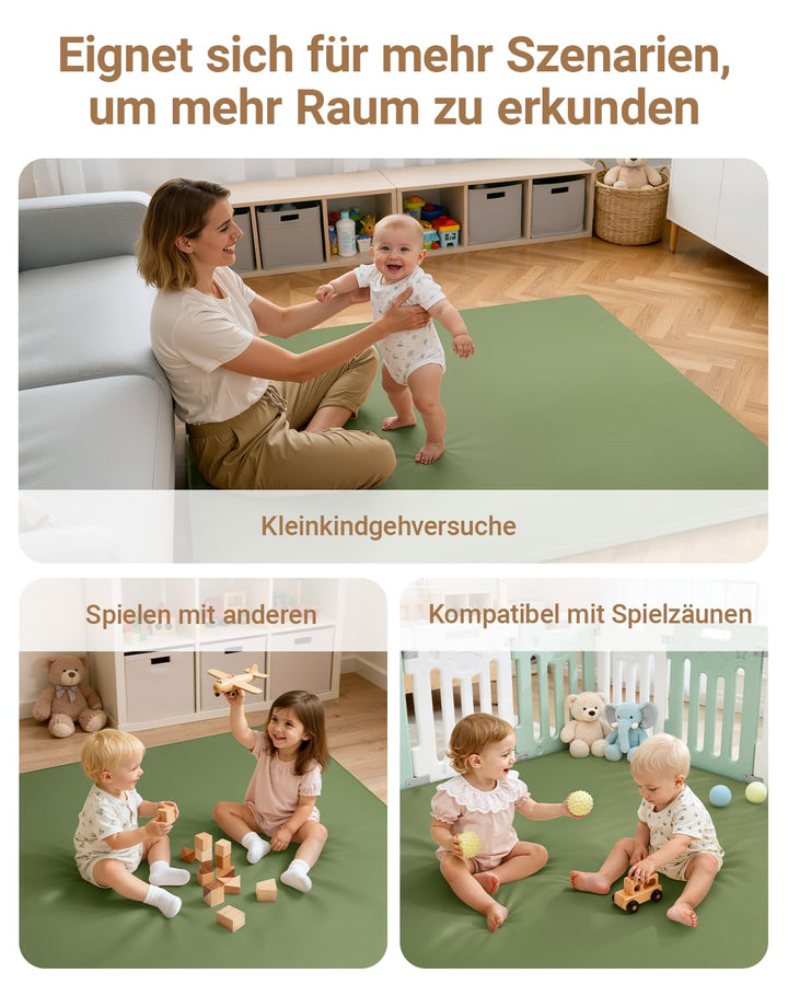 Wasserdicht Krabbelmatte Baby 127x127x3cm,Kunstleder Spielmatte Baby,Schaumfüllung Teppich kinderzim
