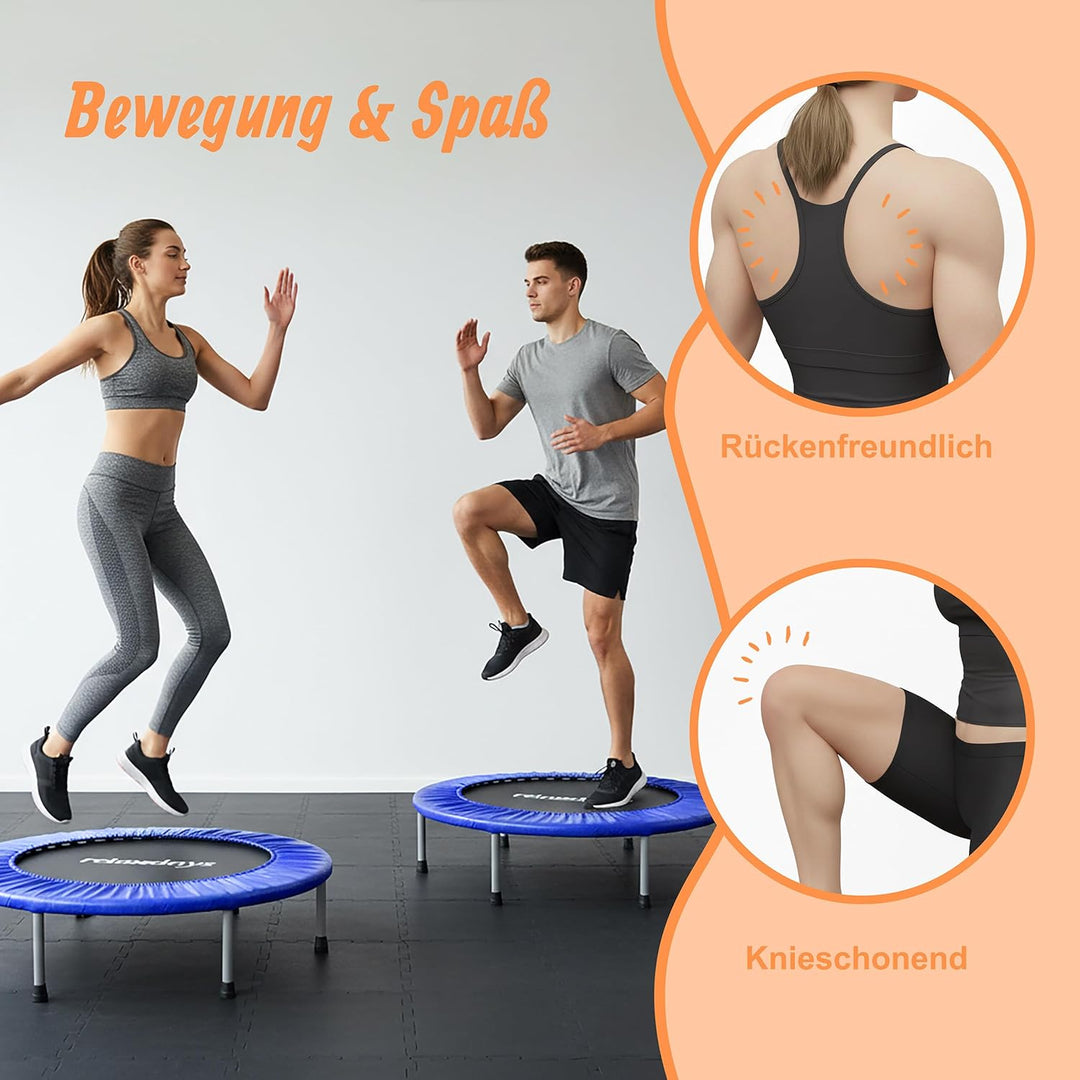Relaxdays Indoor Trampolin, Ø 95 cm, faltbares Minitrampolin bis 100 kg, Sport & Gymnastik, Fitnesst