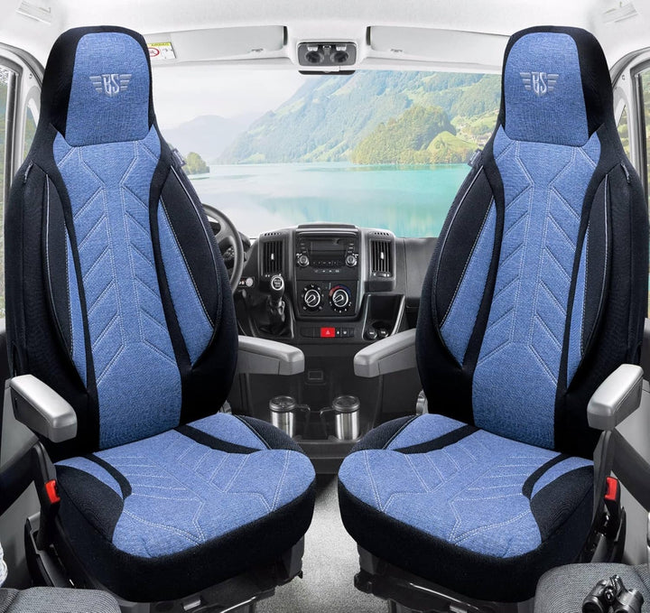 BREMER SITZBEZÜGE Wohnmobil Schonbezüge für FIAT Ducato Jumper Boxer PLKT206 PLKT206 - Schwarz/Blau,