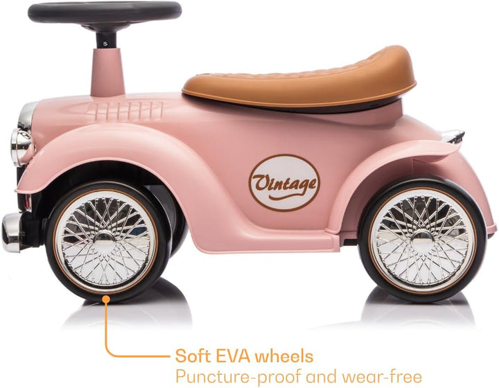 Classic 1930 Rutschauto, 1-3 Jahre, mit Hupe &amp; Eva-Rädern, Rosa, Rosa