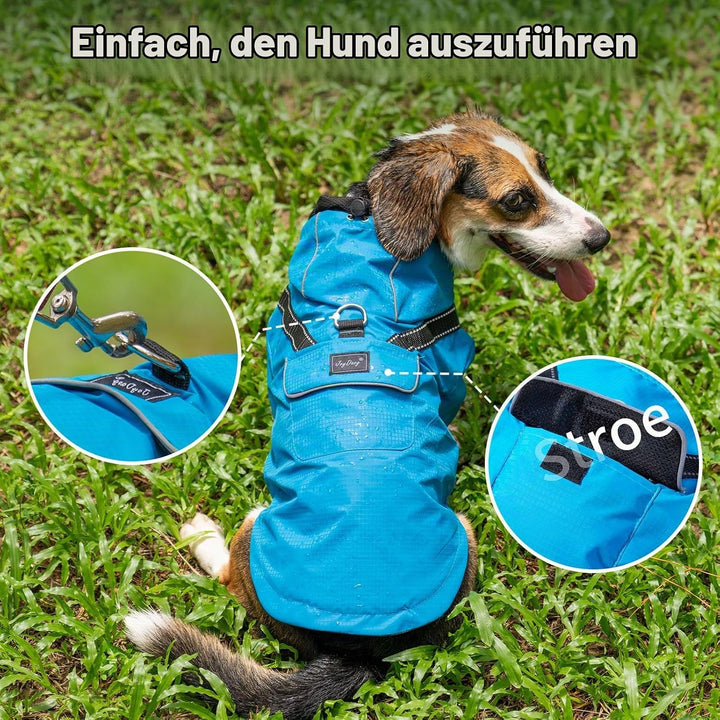 JoyDaog Regenmantel für kleine Hunde mit Kapuze, wasserdichte Outdoor-Regenjacke für Hunde, Welpen-R