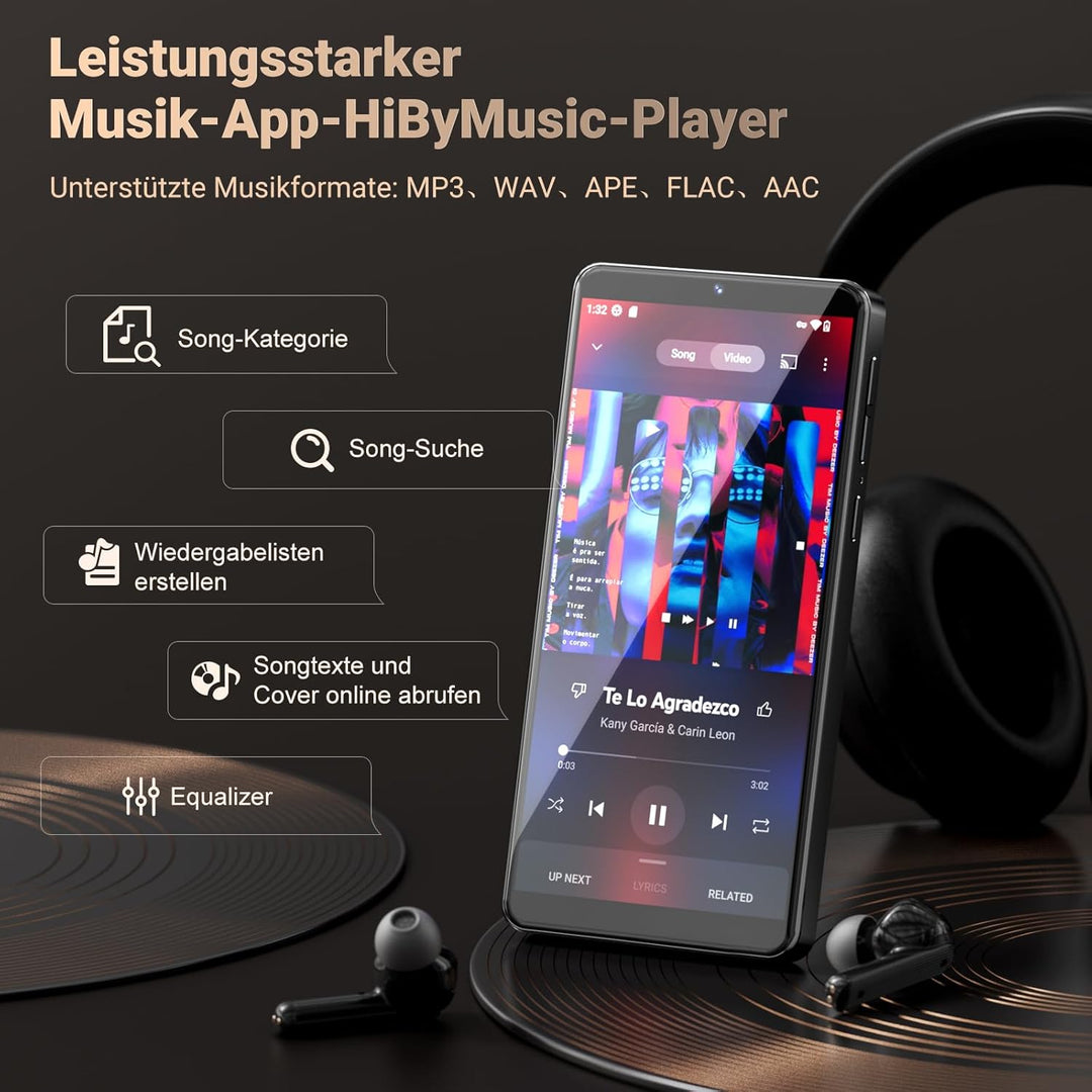 128GB MP3 Player mit Bluetooth WiFi und Kamera, Oilsky Android 13.0 Spotify MP3 Musik Player mit Lau