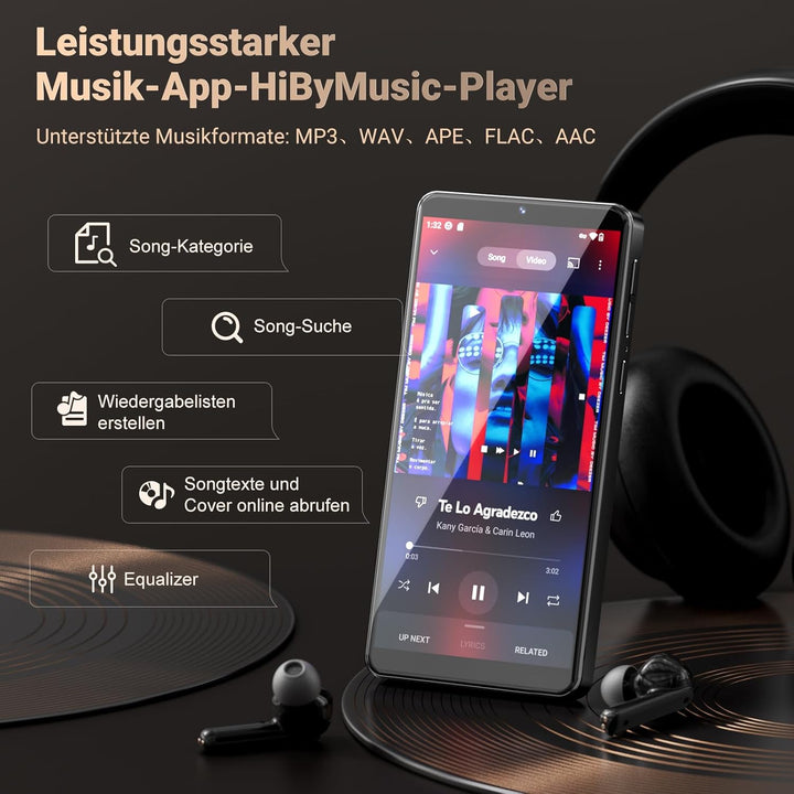 128GB MP3 Player mit Bluetooth WiFi und Kamera, Oilsky Android 13.0 Spotify MP3 Musik Player mit Lau