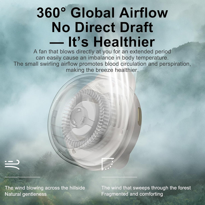 Foluu Mini-Ventilator mit Clip, 360 ° drehbar, tragbar, wiederaufladbarer USB-C-Hals- und Taillenven
