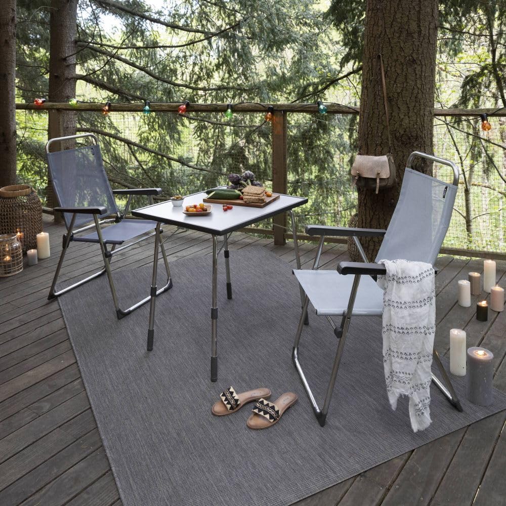 Lafuma Mobilier Klappbarer, höhenverstellbarer Gartentisch, Wetterfest, Louisiane, carbon (grau), 72