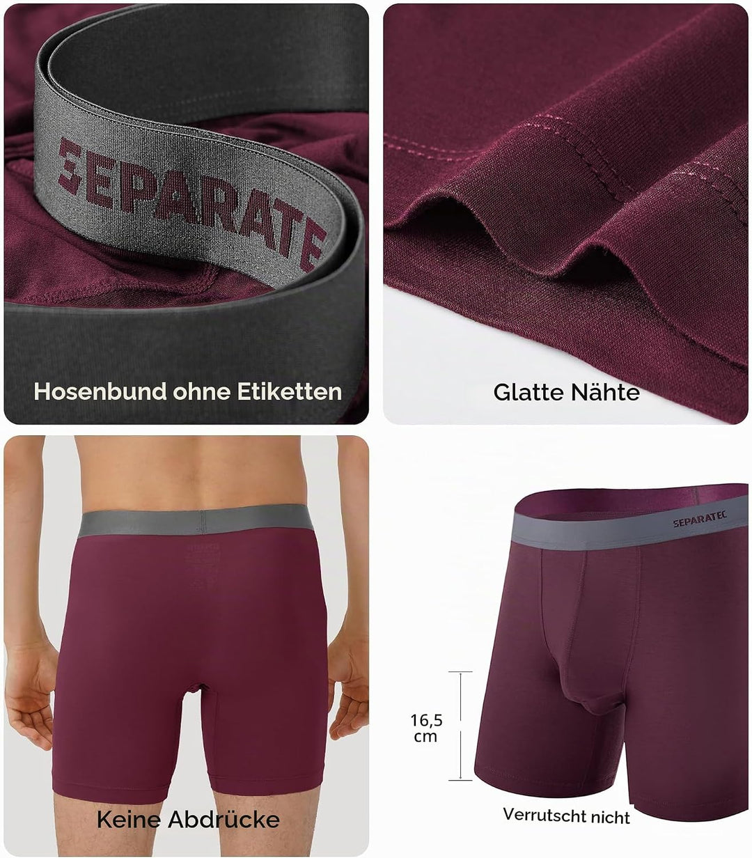 Separatec Herren Boxershorts, Herren Unterhosen aus Bambus-Viskose, atmungsaktiv und weich, Doppelbe