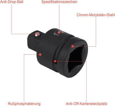 8tlg Kraft-Adapter Set, Impact Socket Set Steckschlüssel-Adapter-Set Schlagschrauber-Konverter-Reduz