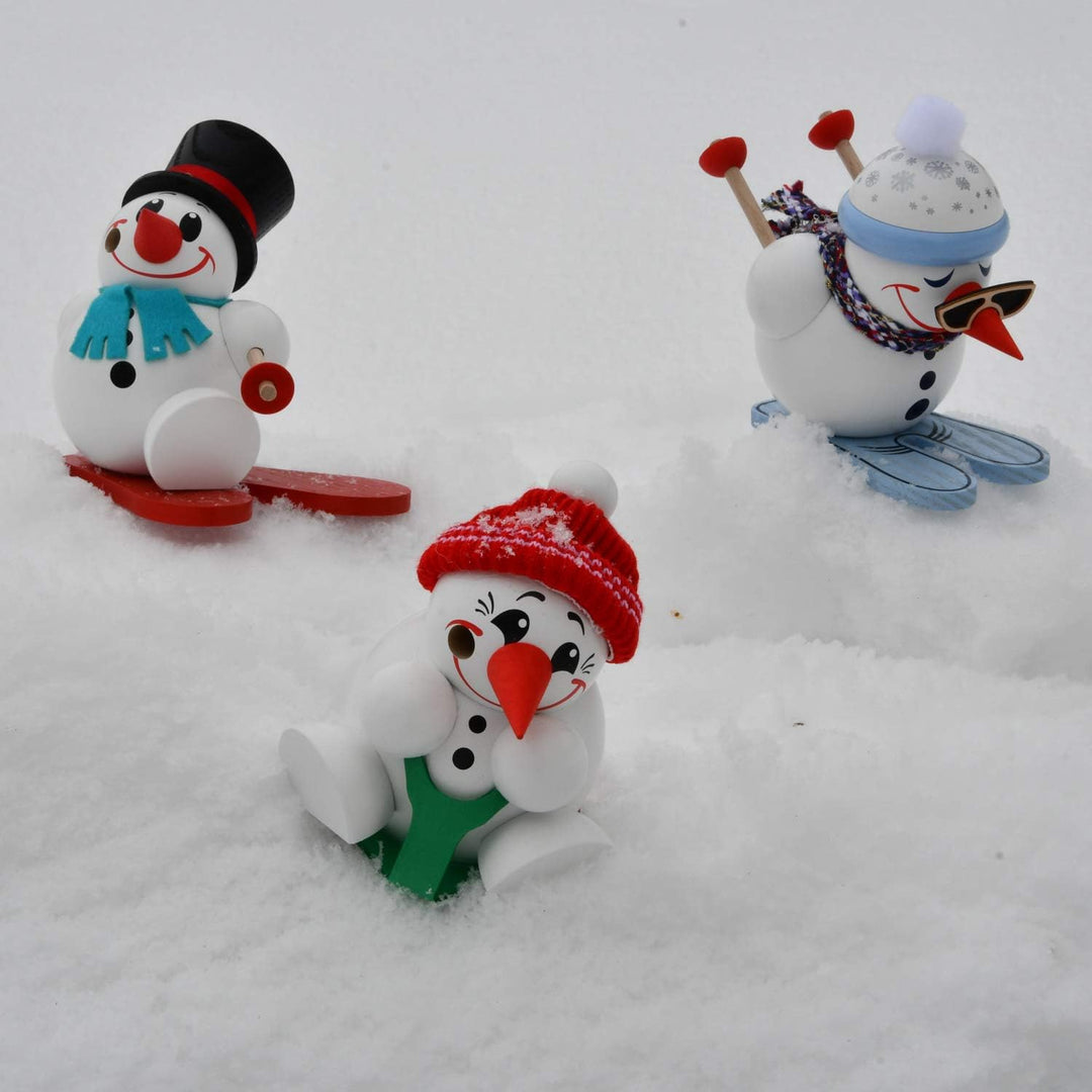 Seiffener Volkskunst | Deko Räuchermännchen | Cool-Man Räuchermann 9 cm | Schneemann | Original Erzg