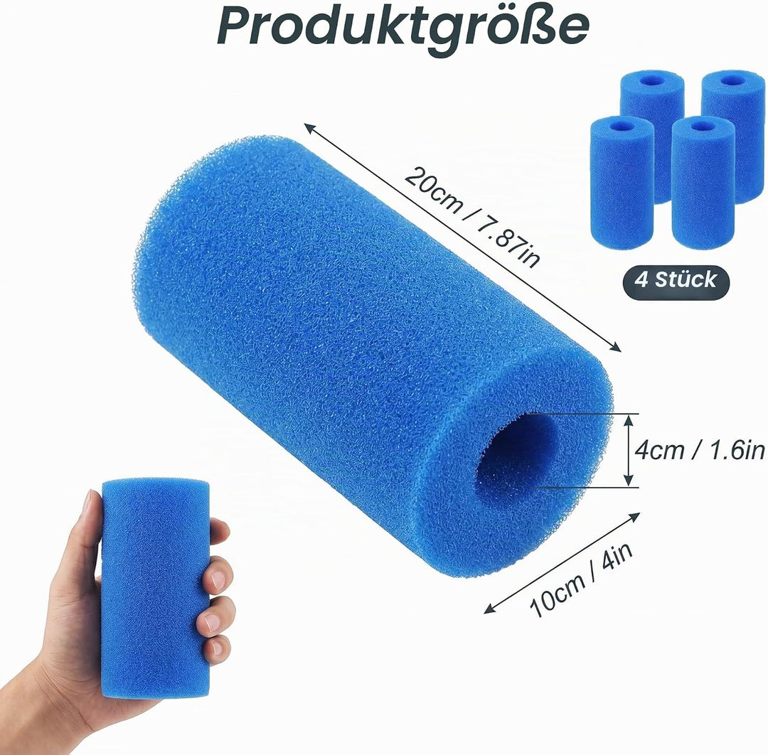 Poolfilter Typ A Schaumstoffkartusche 20x10 cm, 4 Stück