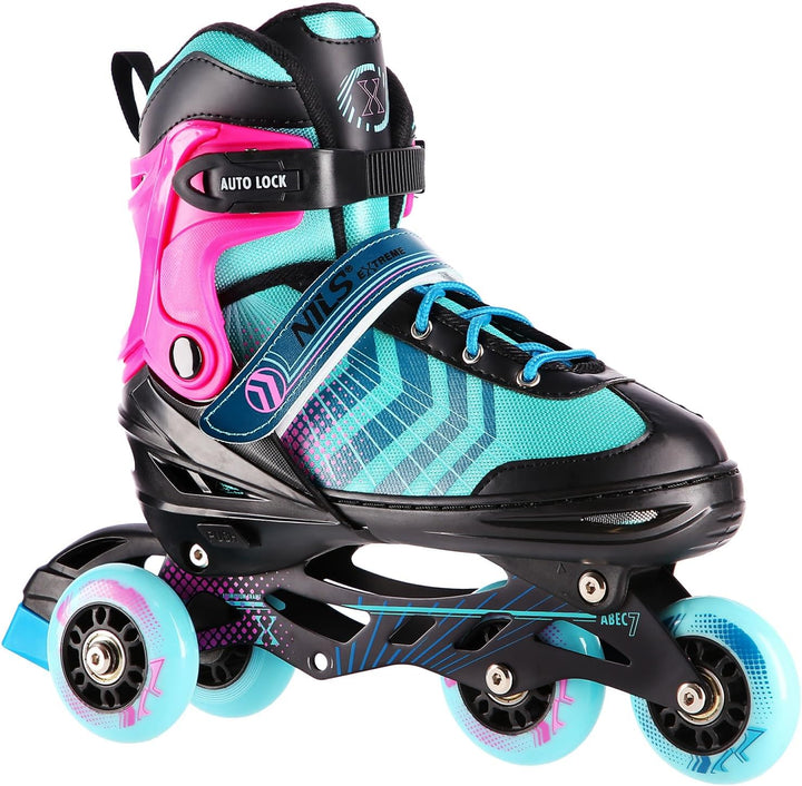 Nils Extreme 4-In-1 Inliner Eishockey Devin, Farbe:Schwarz-Violett, Grösse:S(29-33)