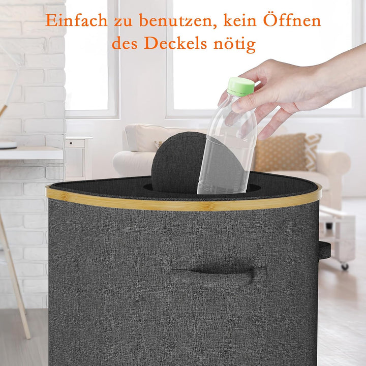 skelo Pfandflaschen Sammelbehälter mit Decke,101L Pfandflaschen Behälter, Pfandsammler Organizer and