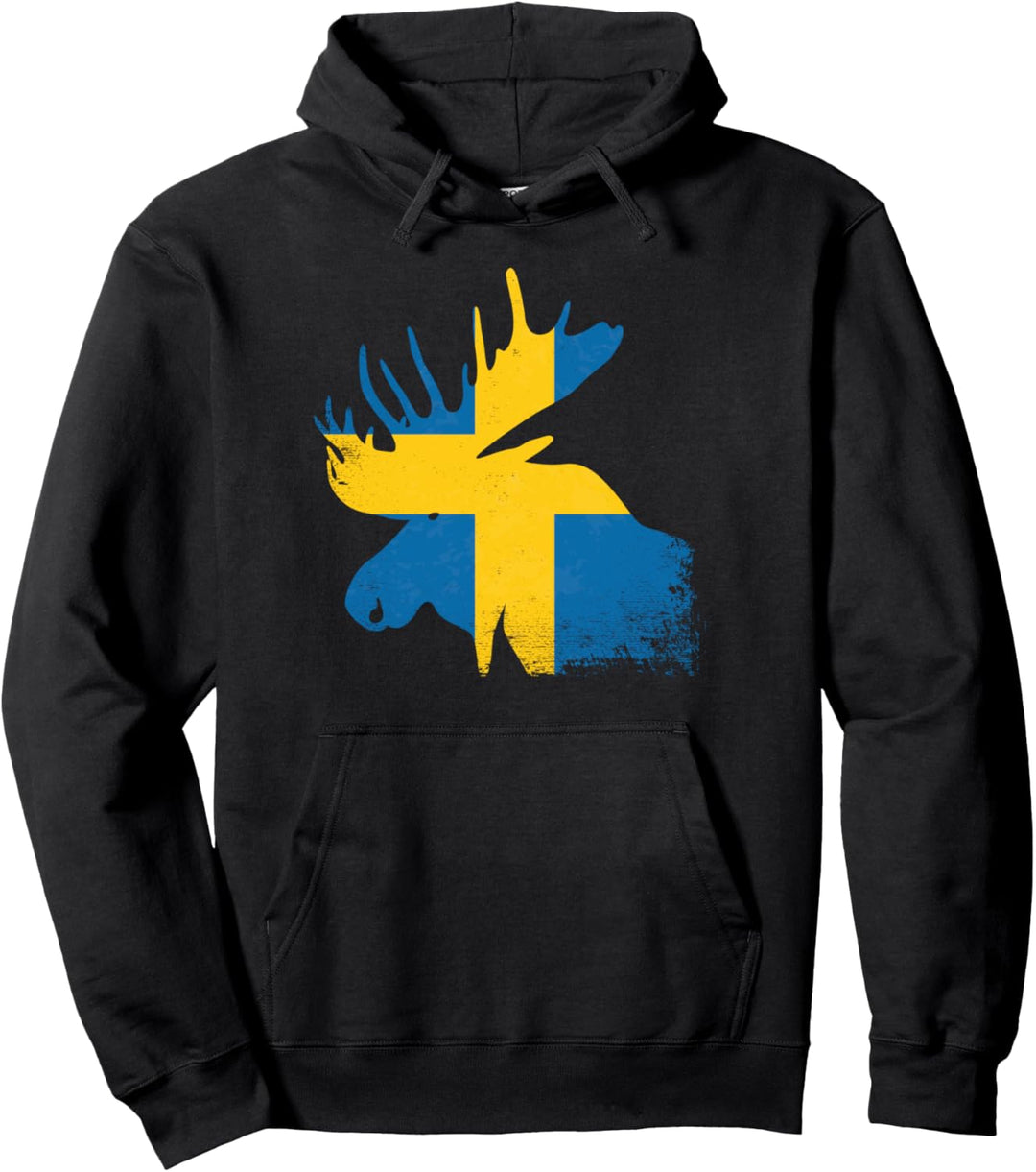 Elch Silhouette Schweden Pullover Hoodie