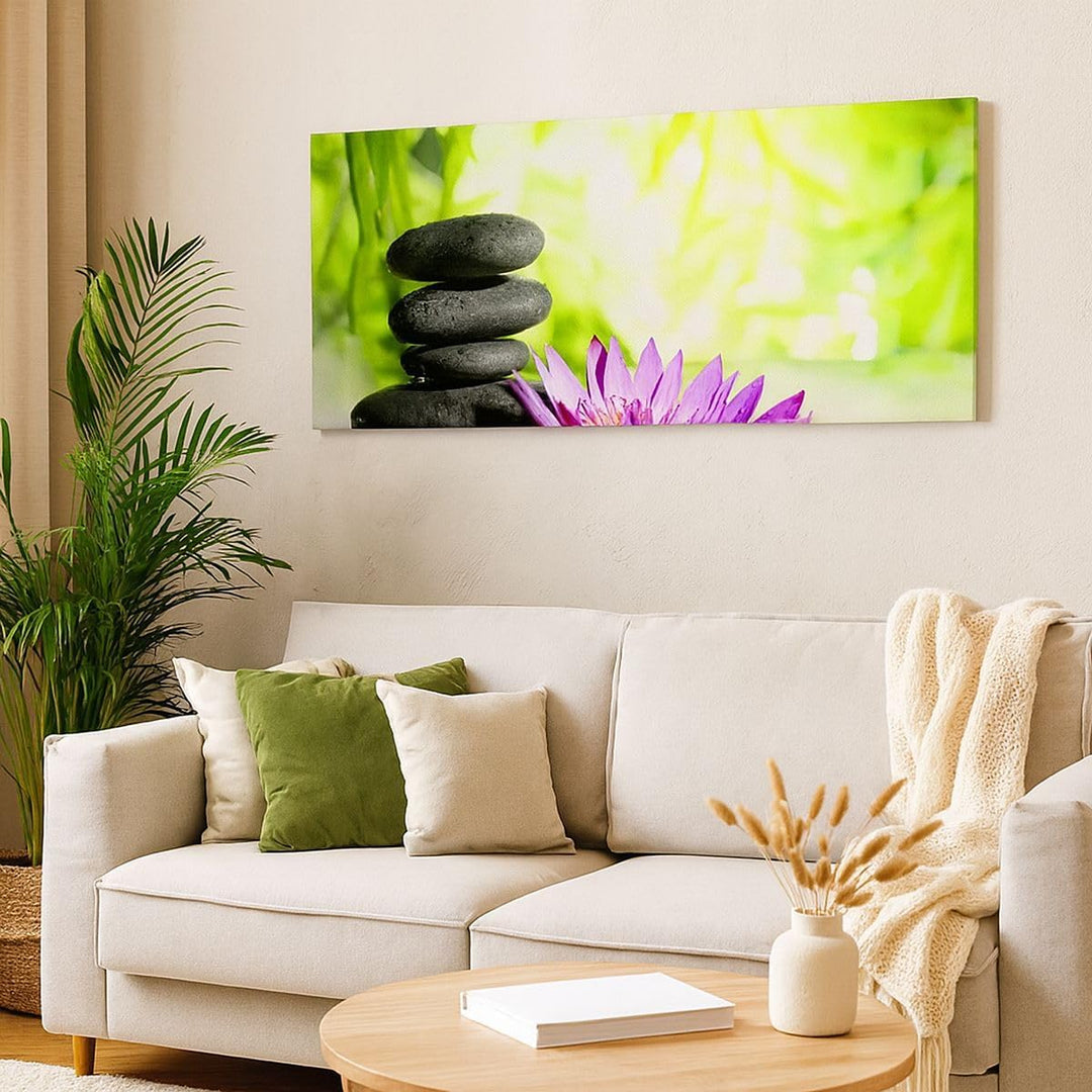 Wandbilder Dekoration Wohnzimmer Spa bambus blume wasser Panorama Bilder auf Leinwand 120x50cm Leinw