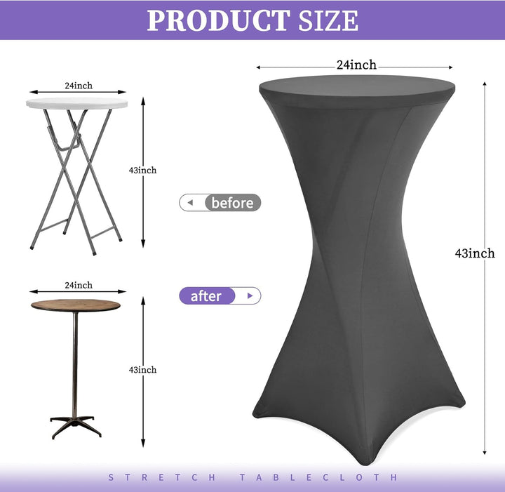 Showgeous 6er-Set Stretch Stehtisch Husse für Bistrotisch Ø 60-65 cm,Hussen Stehtische Dunkelgrau 60