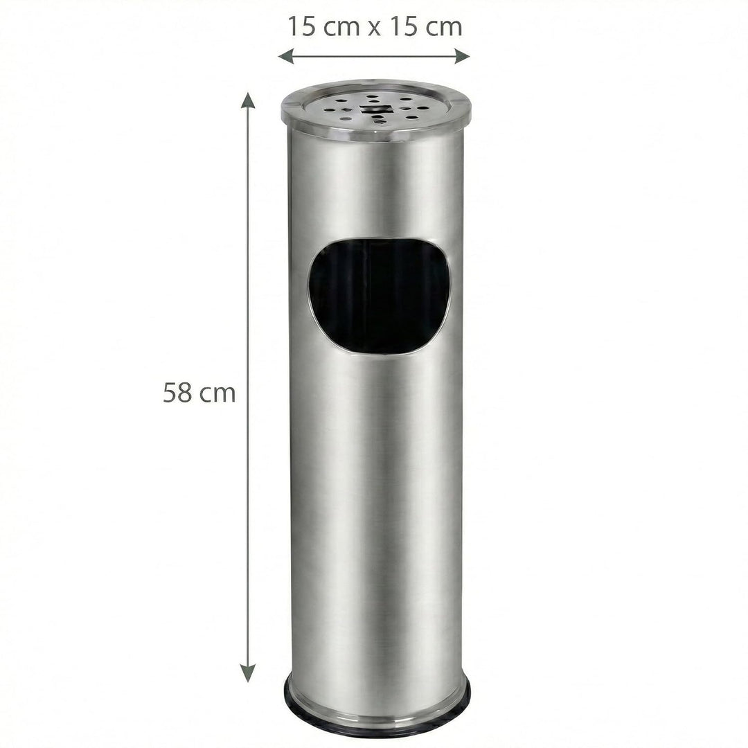 2-in-1 Mülleimer für draussen, 58 cm, Silber. Silber 58 CM, Silber 58 CM