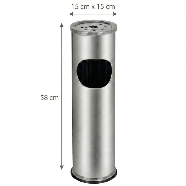 2-in-1 Mülleimer für draussen, 58 cm, Silber. Silber 58 CM, Silber 58 CM