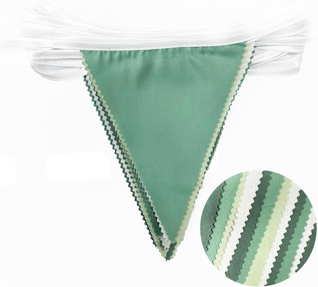 32Ft Salbeigrüne Partydekorationen Avocadogrüne Dreiecksflagge Stoffbanner Wimpelkette Girlande Luft