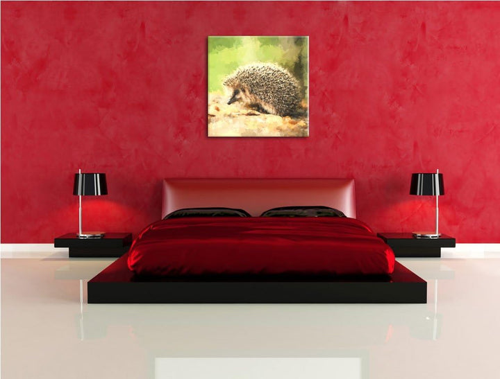 Kleiner süsser Igel, Format: 70x70 auf Leinwand, XXL riesige Bilder fertig gerahmt mit Keilrahmen, K
