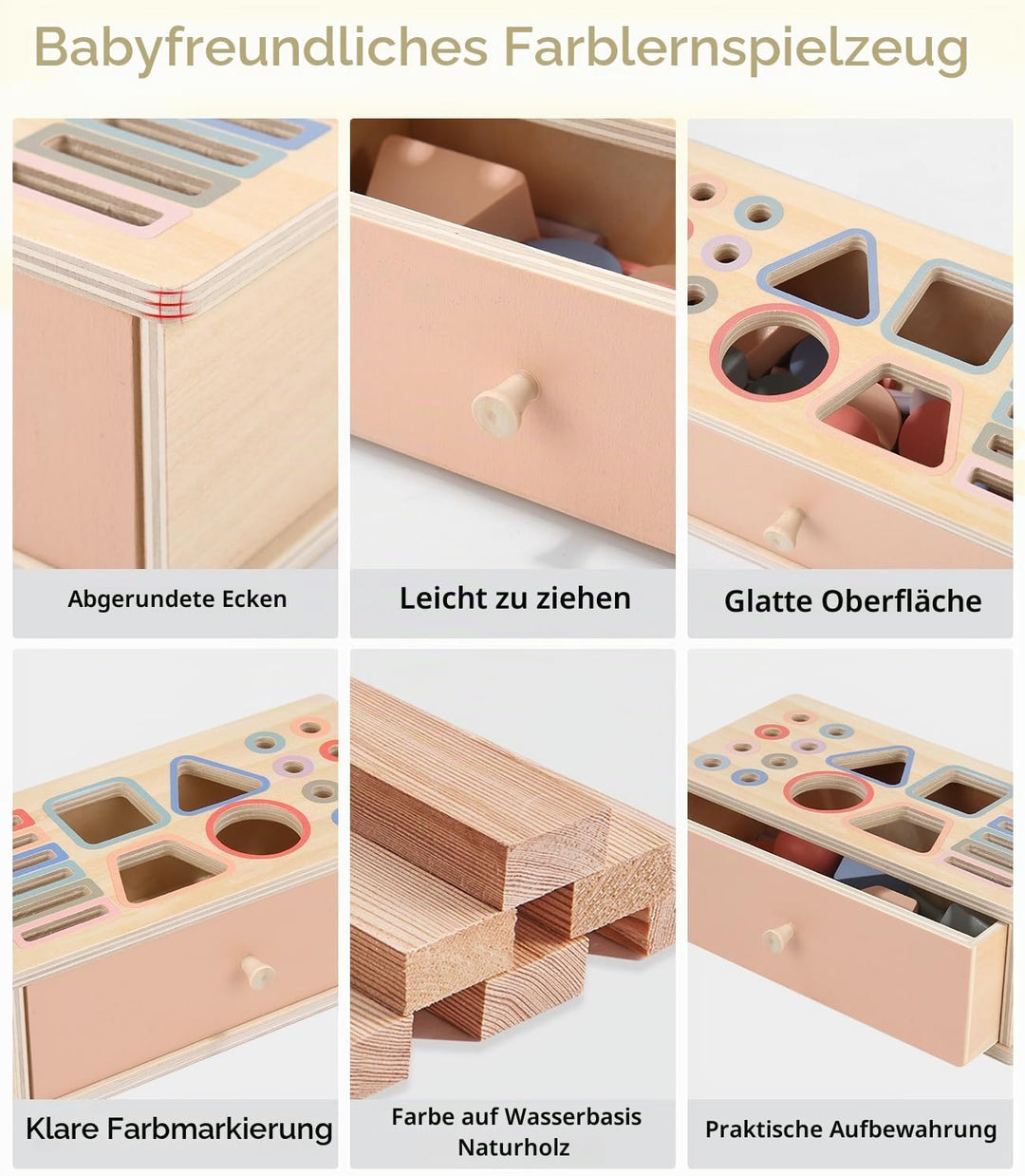 Montessori Spielzeug ab 3 Jahr,Holzspielzeug &amp; Steckspiel für Kinder ab 3 Jahre,Sortierspiel Sensori