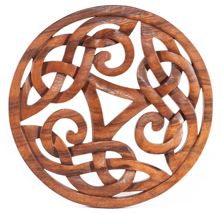 Windalf Grosses Celtic Wandbild Alesia Ø 29 cm Triskele Holzbild Wanddeko Handarbeit aus Holz