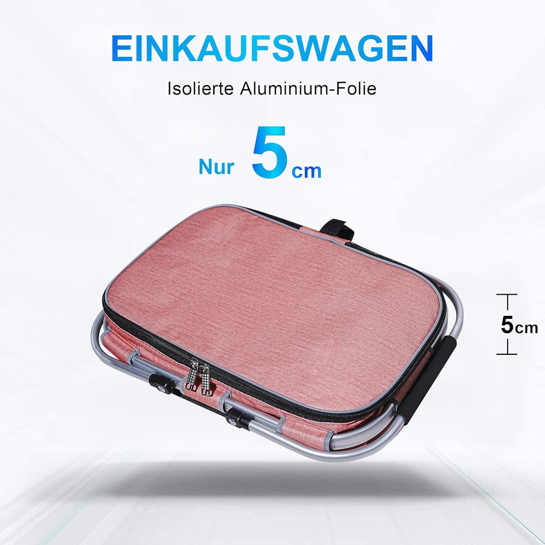 ABIUBIU 34L Kühltasche Einkaufskorb Picknickkorb Grosse isolierte Kühlkorb Lunchtasche Thermo Tasche