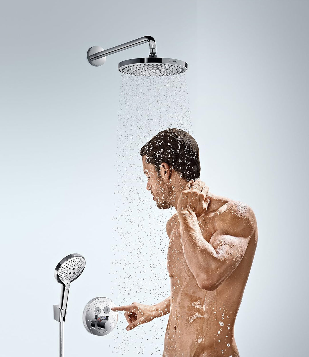 hansgrohe Raindance Select S 240 Duschkopf, Kopfbrause für Wandmontage, 2 Strahlarten, Weiss/Chrom