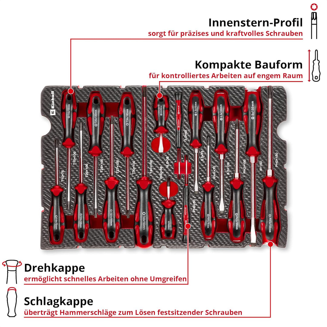 Original Einhell E-Case Pad 17-tlg. Schraubendreher (Vergaser-Schraubendreher, Präzisions-Schraubend