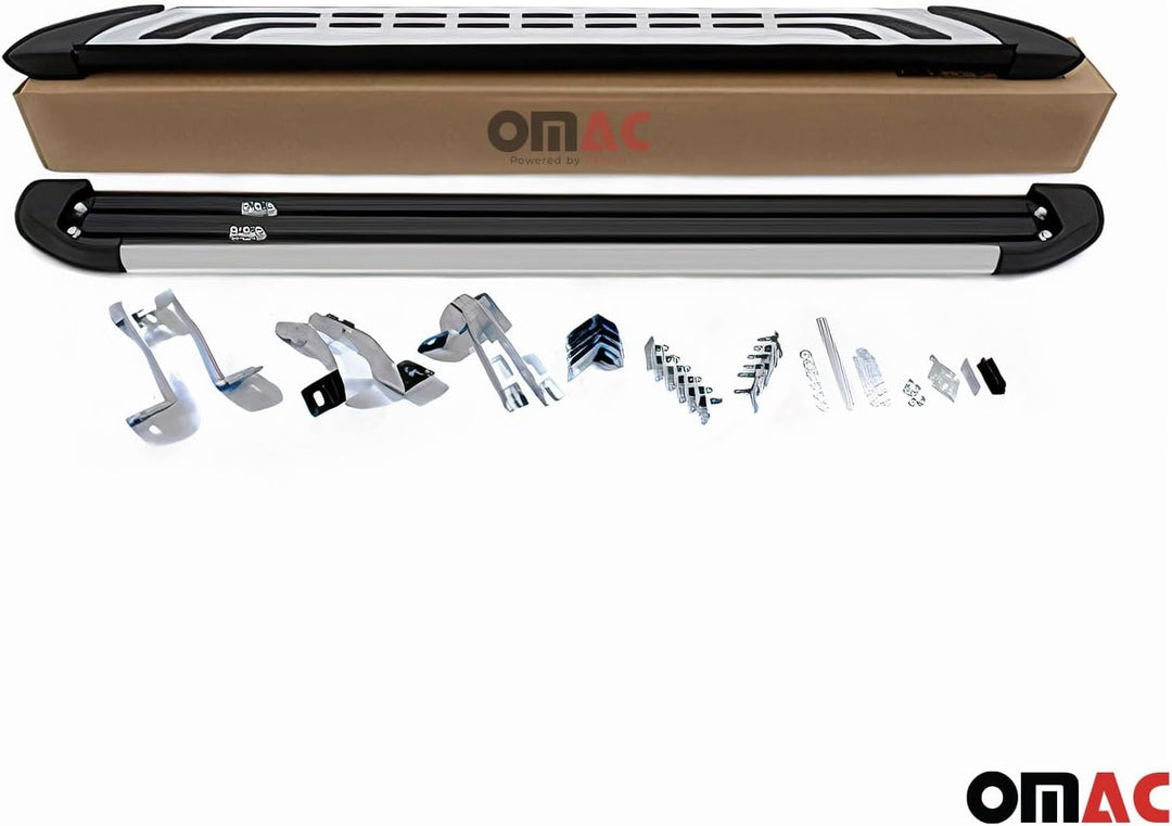 OMAC Trittbretter Schweller Seitenbretter kompatibel mit Honda CR-V 2001-2007 2X Aluminium Silber FA