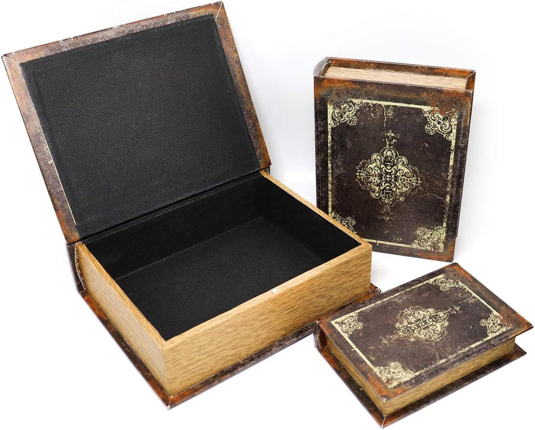 Jolitac 3er Buchattrappe Box Set, Hohles Buch mit Geheimfach, Vintage Buchversteck Getarnte Buchtres