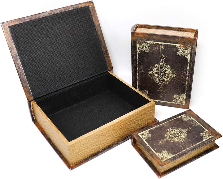 Jolitac 3er Buchattrappe Box Set, Hohles Buch mit Geheimfach, Vintage Buchversteck Getarnte Buchtres