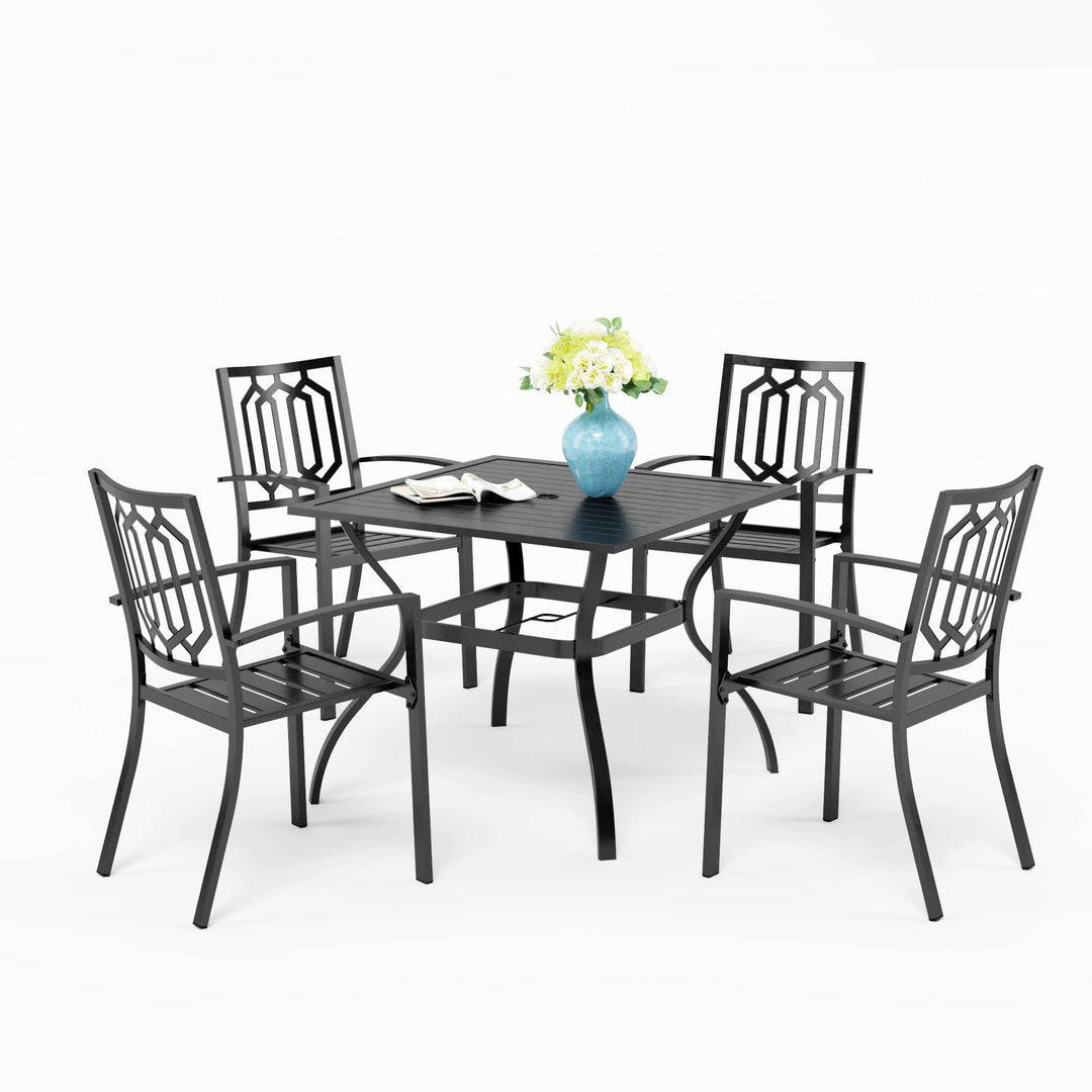 PHIVILLA Gartentisch und Stühle 4er Set Terrassentisch Stühle Metall Outdoor Bistro Gartenmöbel Sets