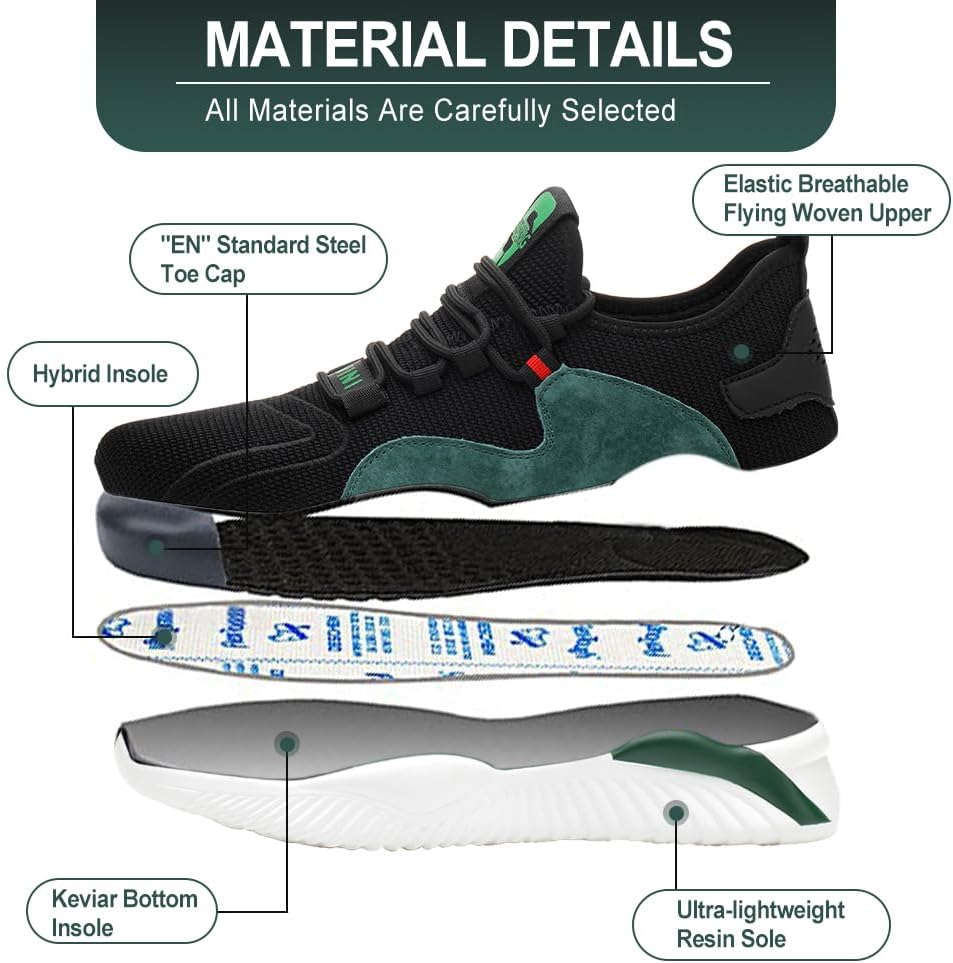 Arbeitsschuhe Herren Damen Leicht Sicherheitsschuhe mit Stahlkappe Stahlkappenschuhe Sportlich Schut