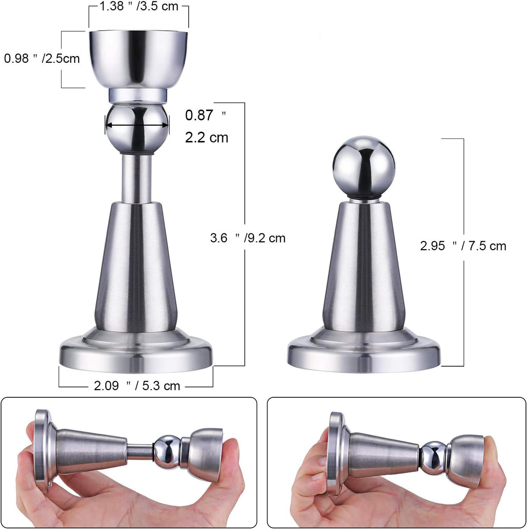 Magnetischer Türstopper aus Edelstahl, mit weichem Verschluss, 2 Stück, 2