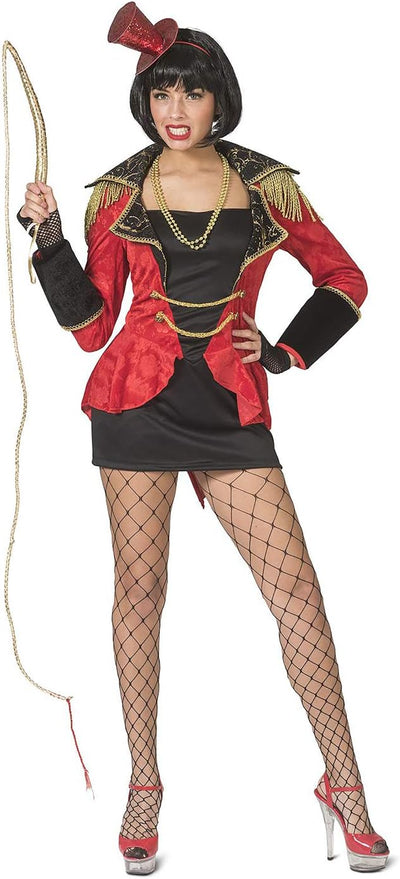 Funny Fashion Damen Kostüm sexy Zirkus Direktorin Dompteurin schwarz rot Karneval (32/34) 32-34, 32-