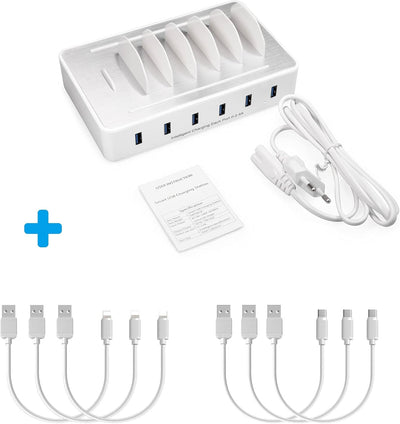 TechDot TechDot Handy-USB-Ladestation, mehrere Geräte, 6-Port-USB-Multi-Ladestation für Handys, Smar