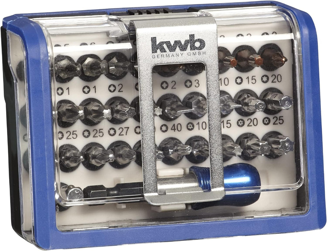 kwb Bit-Box – 32-tlg. schlagfeste Bits, Edelstahl-Bits, Torsion-Bits und Standard-Bits inkl. Schnell