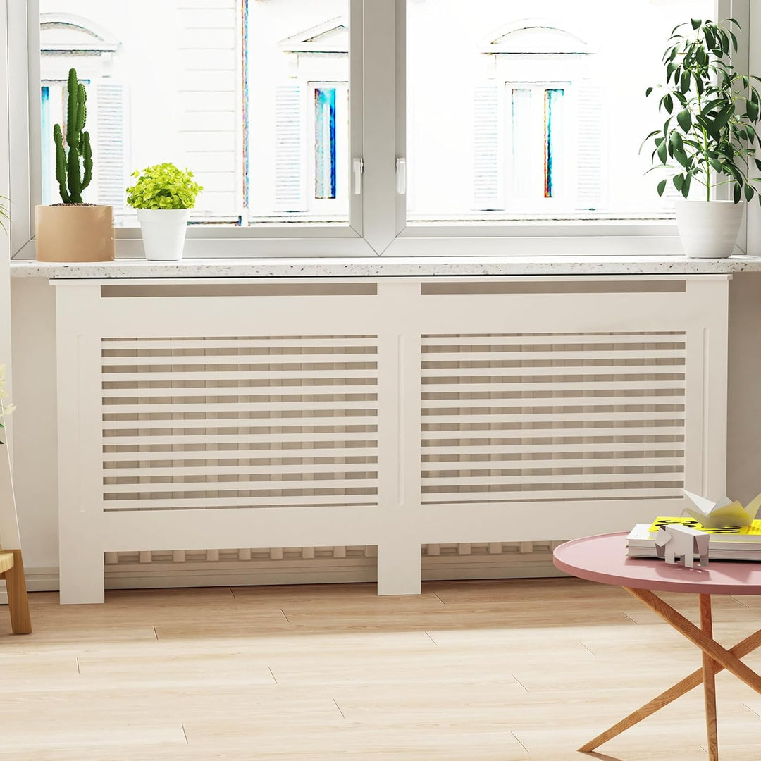 FATIVO Heizkörperverkleidung 101×172×19 cm Hohe Heizkörperabdeckung Horizontal Holz Weiss aus MDF la
