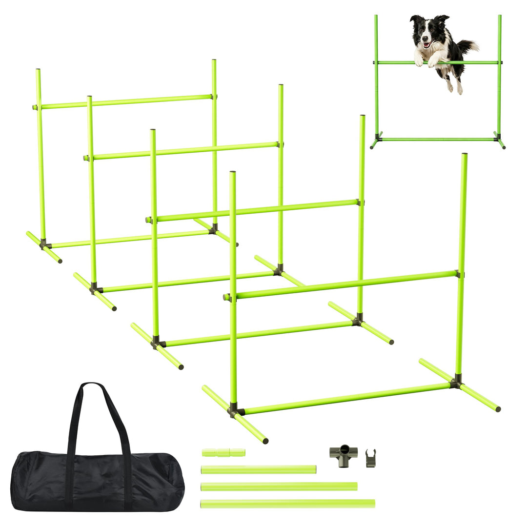 XMTECH 4-TLG. Hunde Agility Set Training Hundesport, Höhenverstellbar, Inklusive Tasche, PVC Hundetr