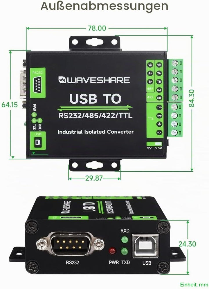 USB to RS232/485/422/TTL Interface Converter Industrial Grade Isolated USB Converter with Original F