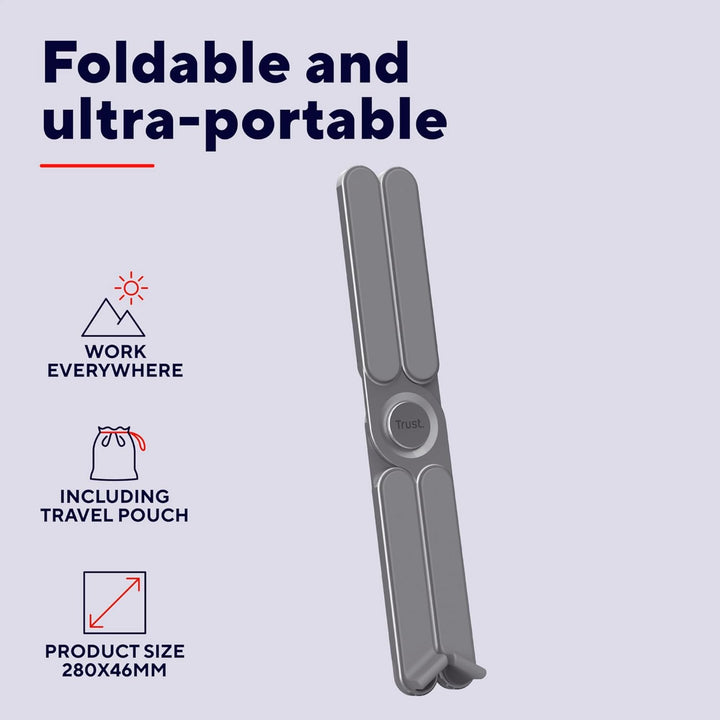 Trust Macy Faltbarer Laptop Ständer 17.3 Zoll, Aluminium Klappbarer Laptop Halter, In 7 Stufen Höhen