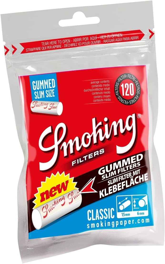 Smoking Classic Slim Filter mit Klebefläche 3 Boxen (30 Beutel)