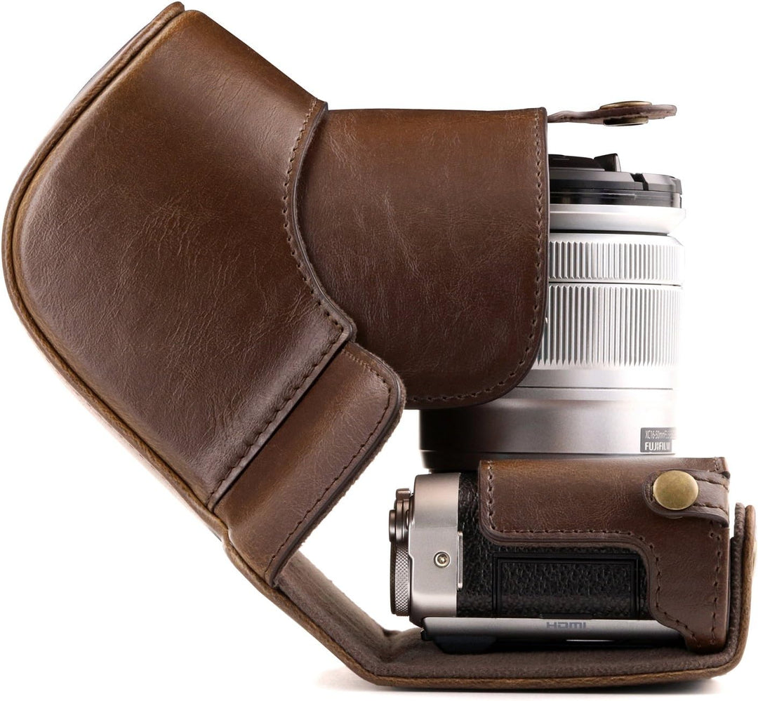 MegaGear MG173 Fujifilm X-A5, X-A3, X-A2, X-A1, X-M1 Ever Ready Leder Kamera-Case mit Trageriemen -