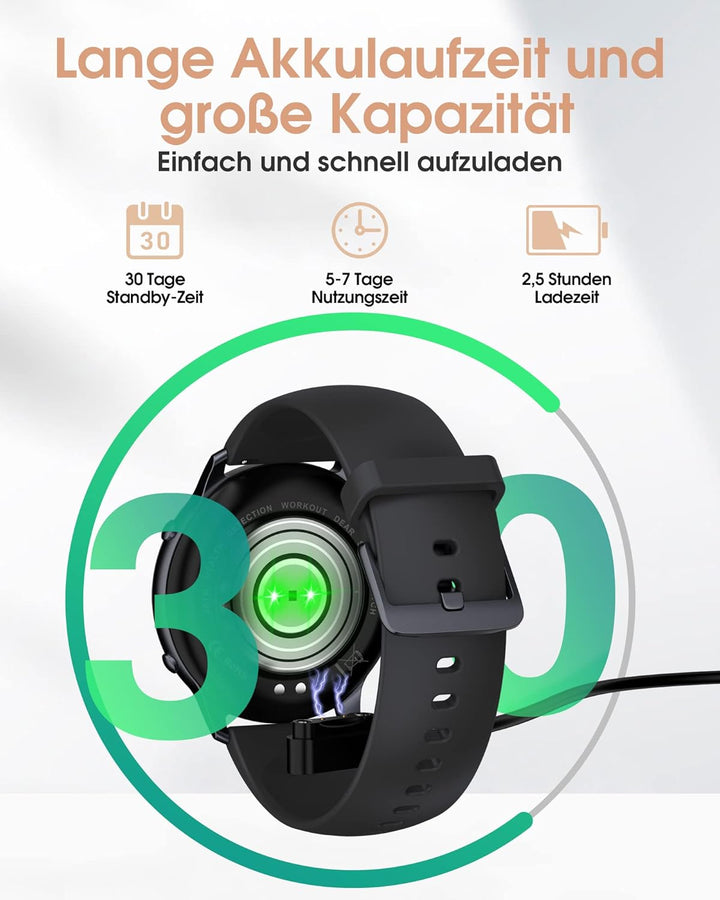 TUYOMA Smartwatch Herren, 1,3 Zoll Touchscreen Smart Watch Damen, IP68 Wasserdicht Smartwatches Schr