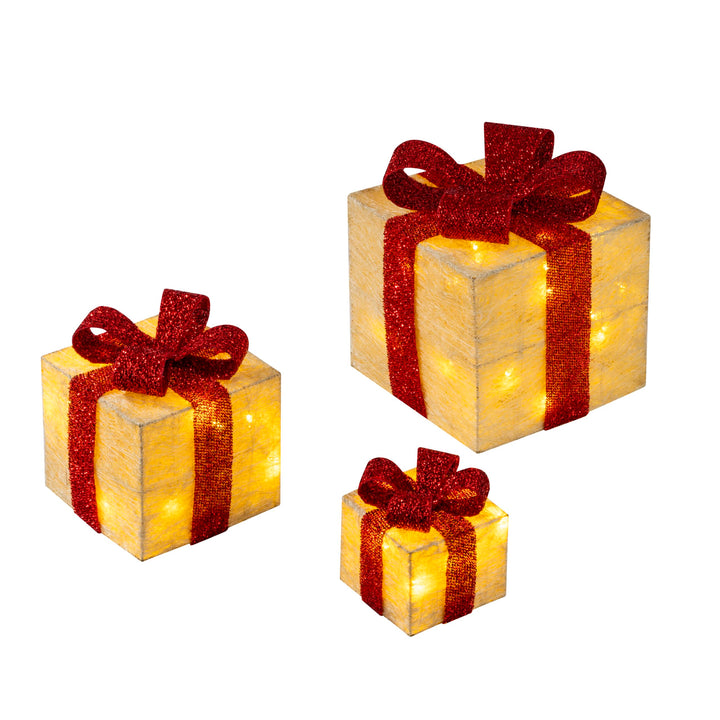 Bambelaa! 3er Led Deko Geschenke Leucht Boxen Timer Weihnachts Dekoration Weihnachtsdeko Beleuchtet