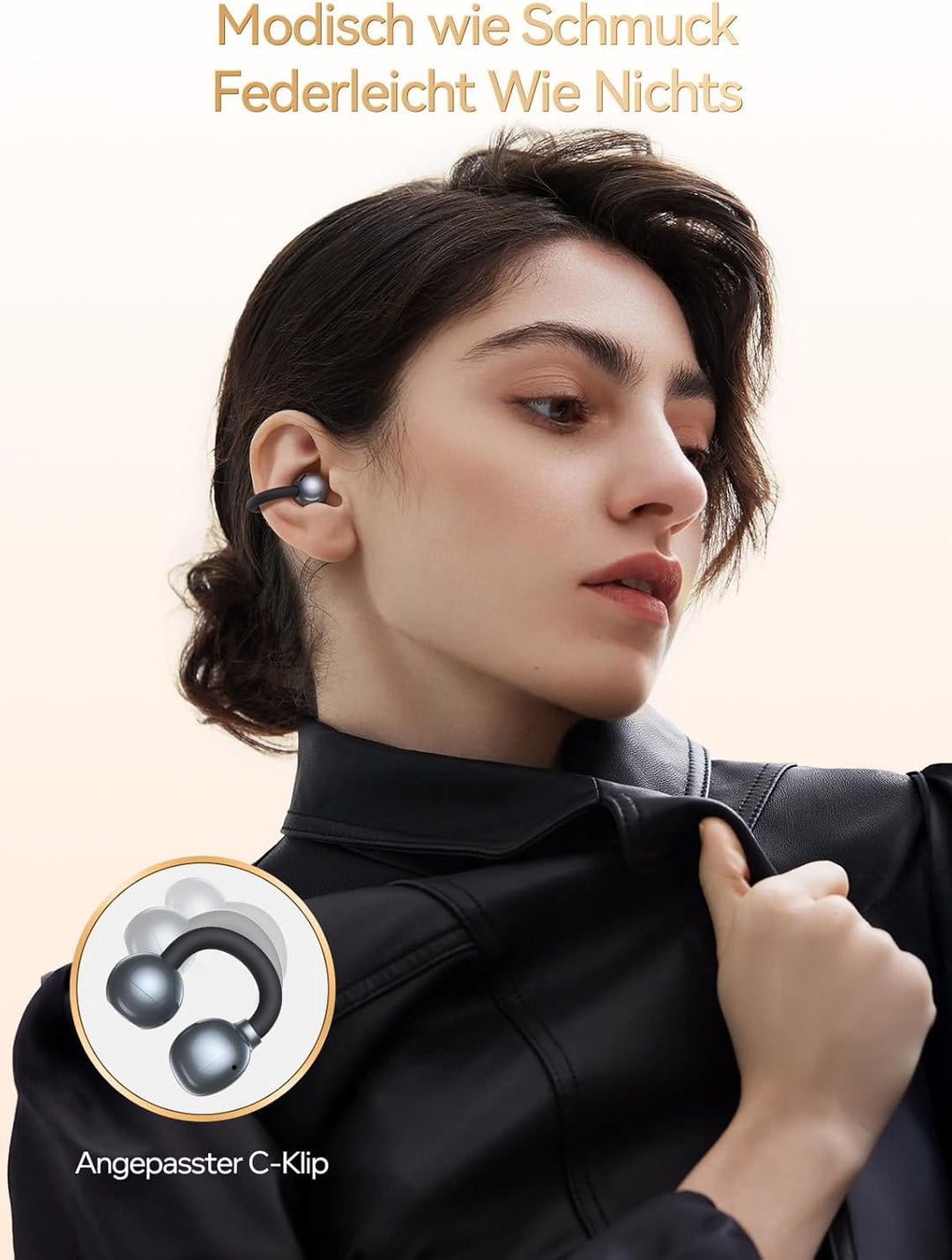 CAPOXO Clip-On Open-Ear Bluetooth Kopfhörer – 4,8g Ultraleicht, 48h Akku, LED Anzeige, Bluetooth 5.4